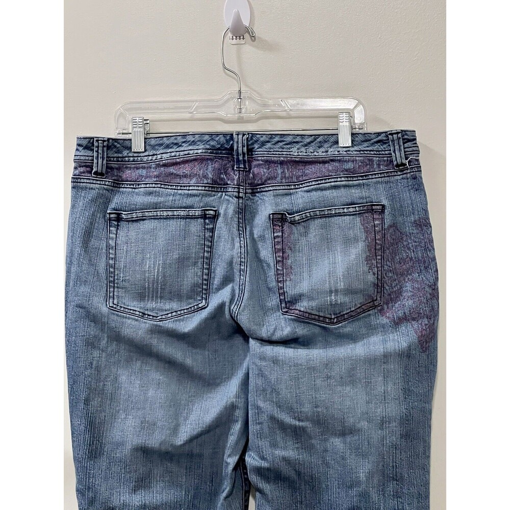 Venezia Womens Denim w Pink Floral Paint Accent Mid Rise Straight Jeans Size 18 - Picture 6 of 10